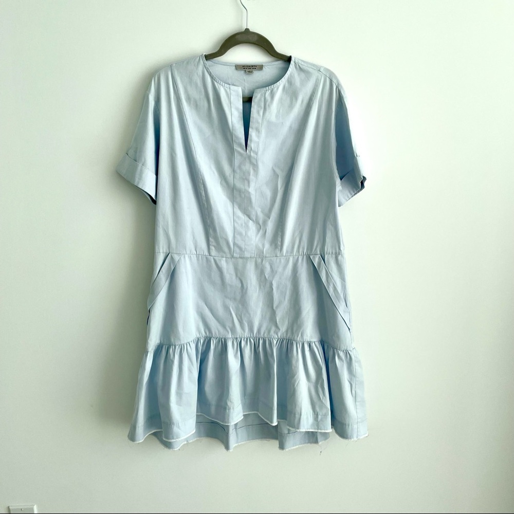 All Saints Blue Ruffle Bottom Dress